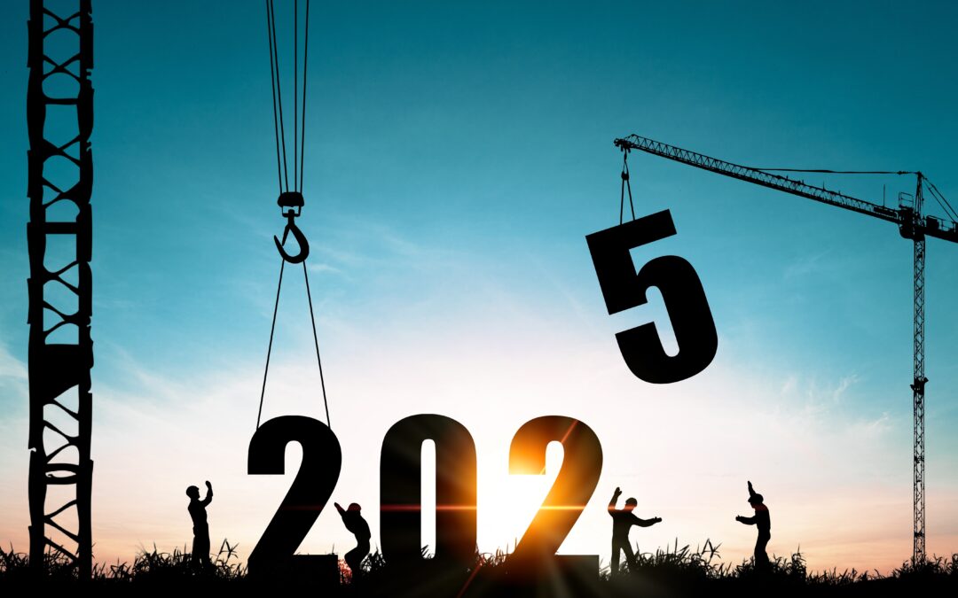 Silhouette of Construction Worker With Crane Changing numbers to read 2025